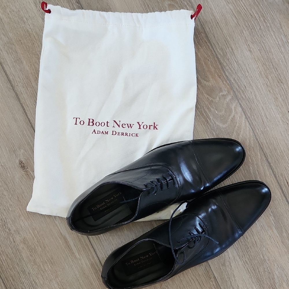 To Boot New York Men's Black Leather Oxfords, Size 12